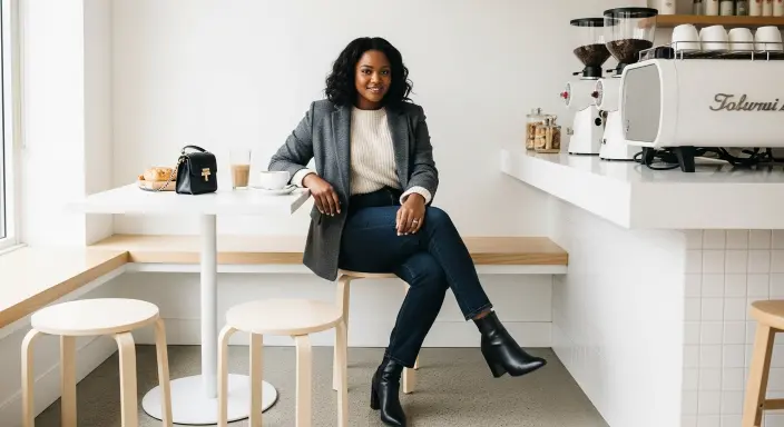 Wool Blazer + Cashmere Sweater + High-Waisted Jeans Classy Winter Outfits