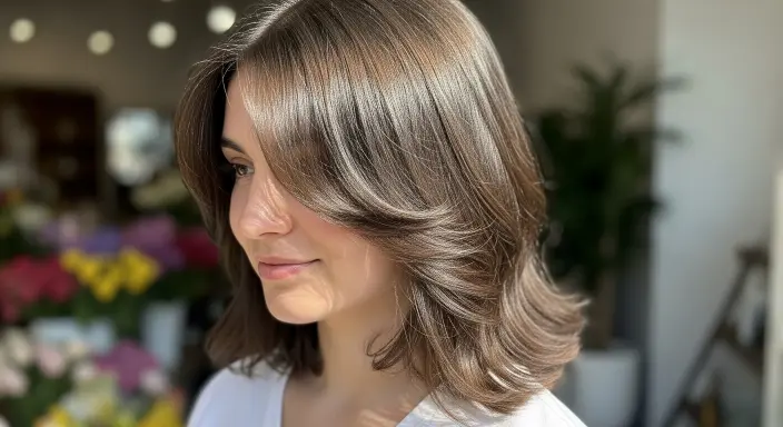 Shoulder-Length Lob with Curtain Bangs Shoulder Length Haircuts