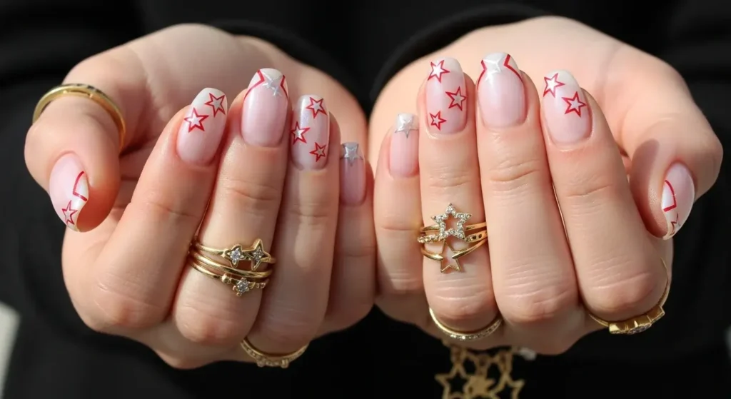Star Outline Tips July Nails Ideas
