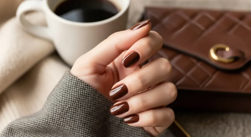 Chocolate Glaze Shorties Back to School Nails