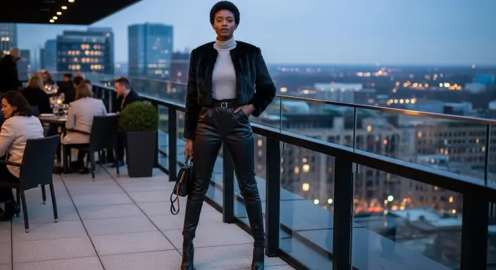 Faux Fur Jacket + Leather Pants Aesthetic Winter Outfits