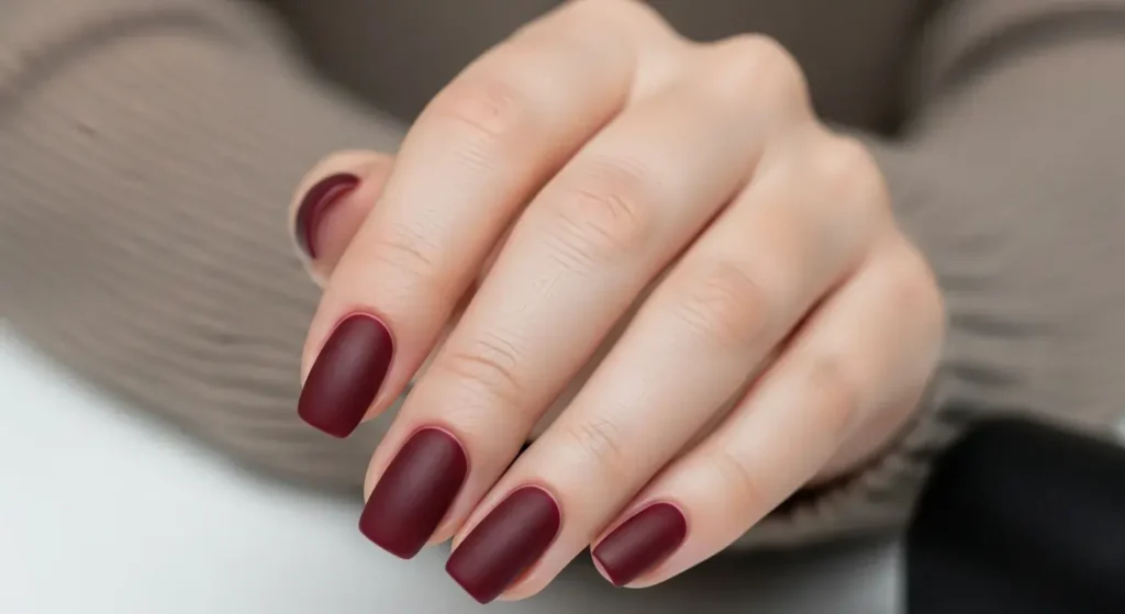 Short Burgundy Squovals Chic Burgundy Nails
