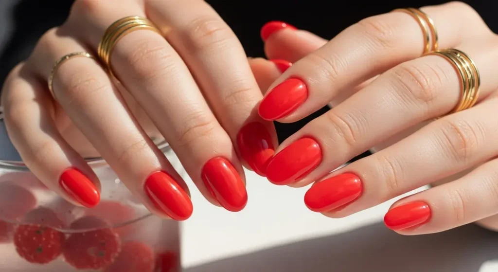 Classic Red Gloss with a Jelly Twist July Nails Ideas