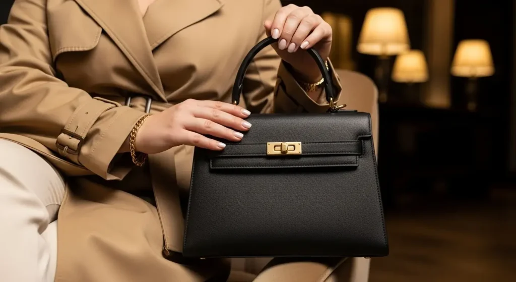 Structured Top-Handle Leather Satchel Old Money Handbags