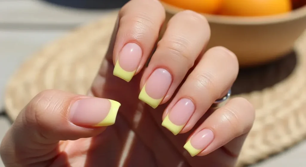 Lemonade French Tips End of Summer Nails Ideas