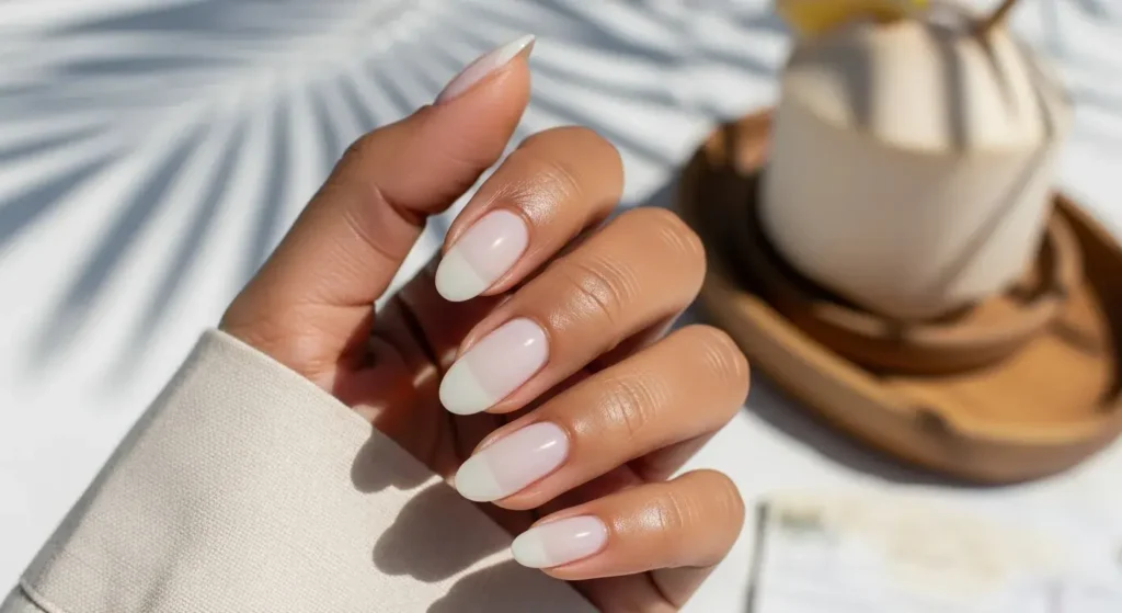 Coconut Milk Sheer Vacation-Ready Nails for Summer