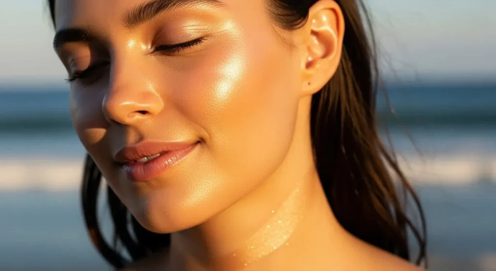 Golden Hour Highlighter Perfect Beach Makeup