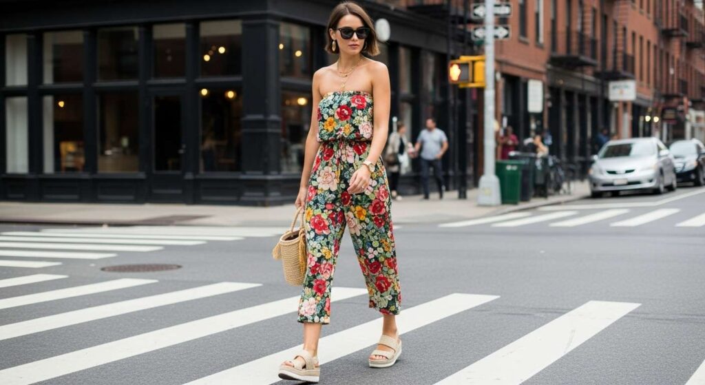 Tube Jumpsuit + Platform Sandals New York Summer Outfit Ideas
