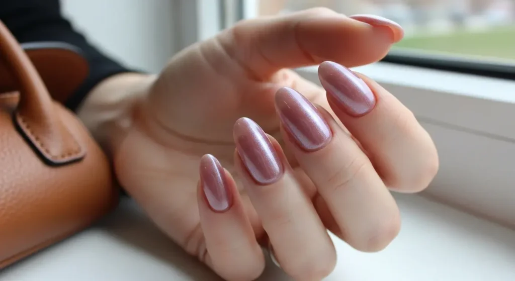 Glazed Mauve Ovals Back to School Nails