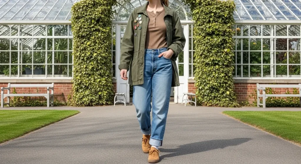 Utility Jacket + Henley + Baggy Jeans Fall Outfit Ideas for College