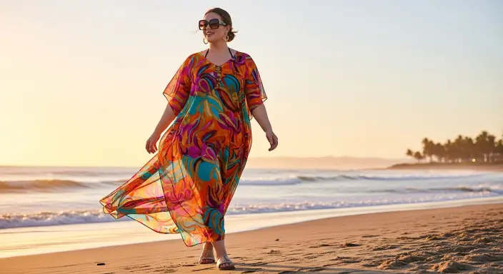 Kaftan Dress for Beach Days Plus Size Summer Outfits 