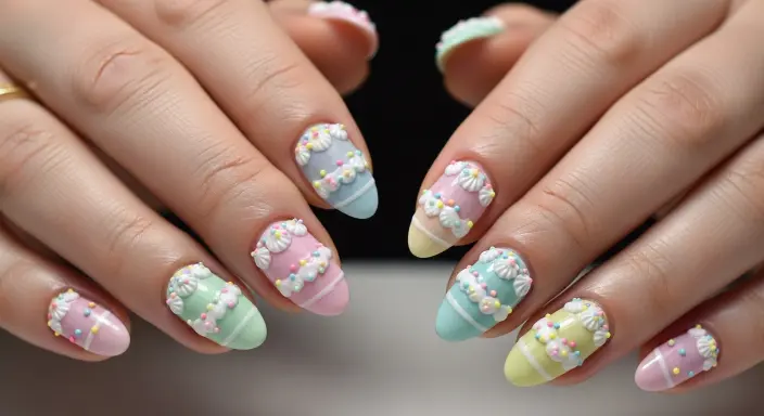 Birthday Cake-Inspired Nails Birthday Nails Ideas