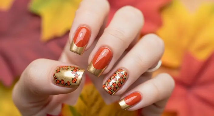 Classic Pumpkin Spice Nails Trendy Thanksgiving Nail