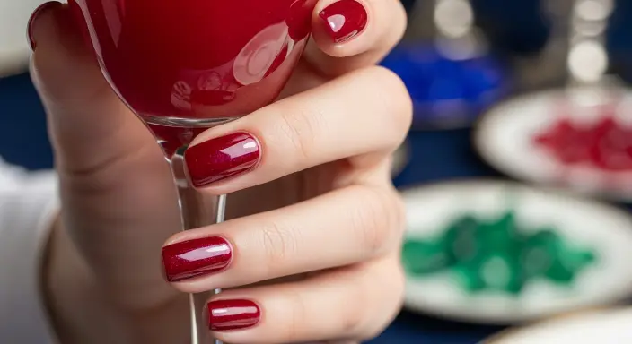 Cranberry Glossy Nails Trendy Thanksgiving Nail