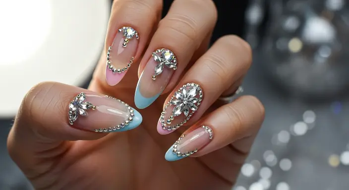 Rhinestone Accent Nails Birthday Nails Ideas