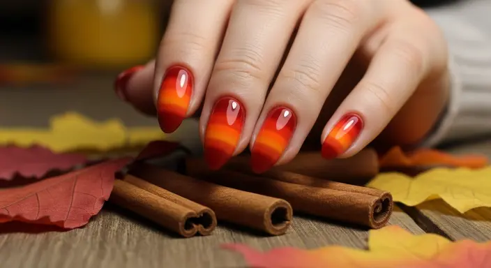 Gradient Sunset Nails Trendy Thanksgiving Nail