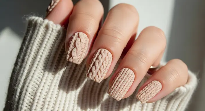 Sweater Texture Nails Trendy Thanksgiving Nail
