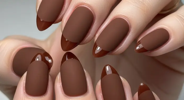 Matte Chocolate Brown Nails Trendy Thanksgiving Nail