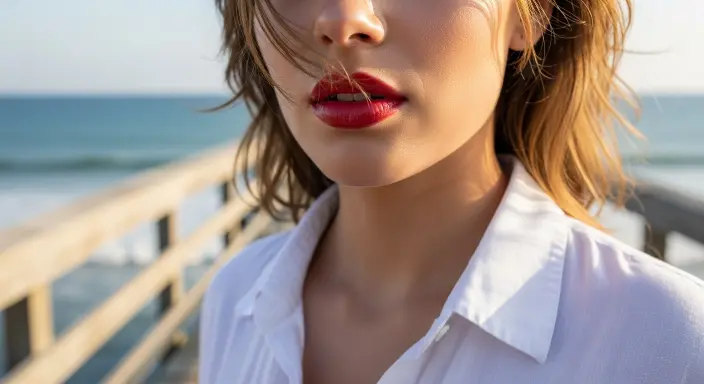 Glossy Cherry Lips Summer Makeup Looks
