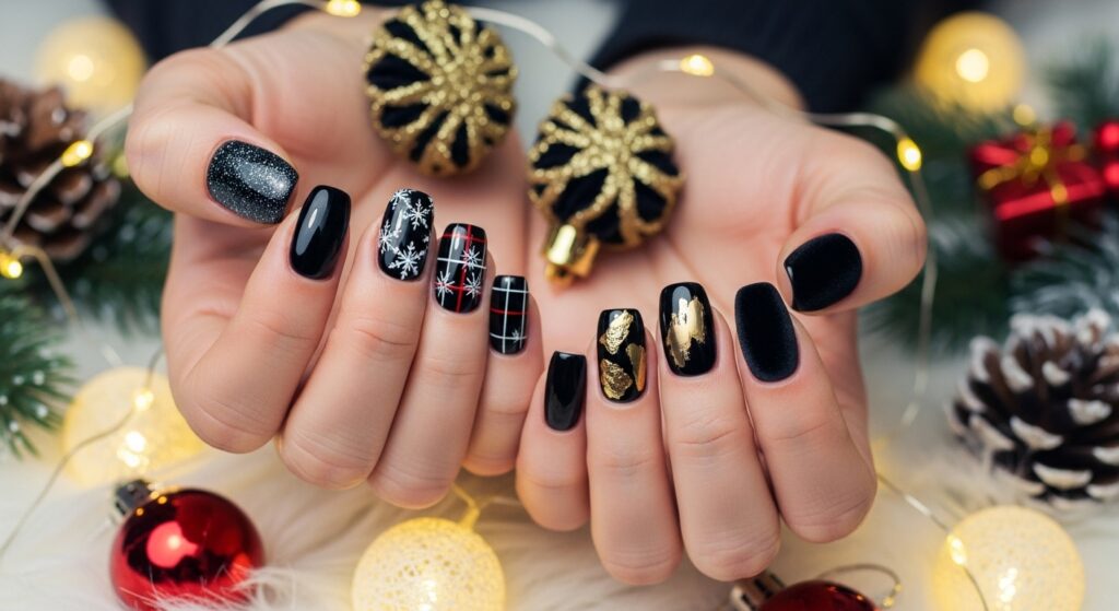 Black Christmas Nails
