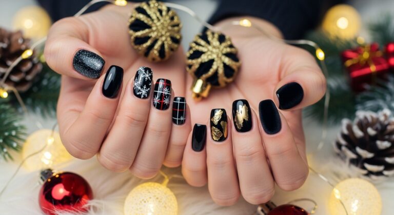 Black Christmas Nails